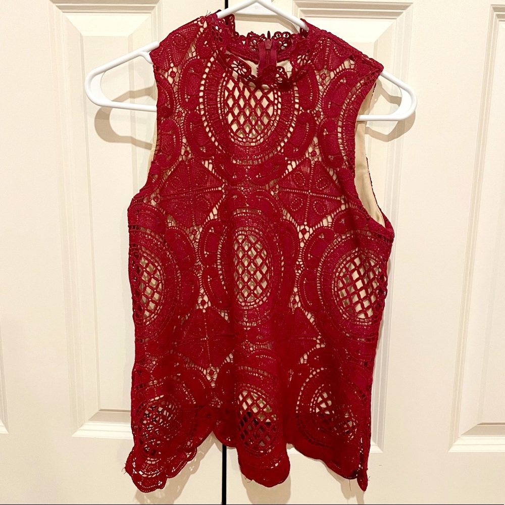 Maroon Lace Top